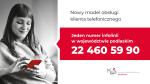 nowy model obsługi klienta telefonicznego, jeden numer infolinii w woj. podlaskim 22 460 59 90, kobieta trzyma w ręku komórkę